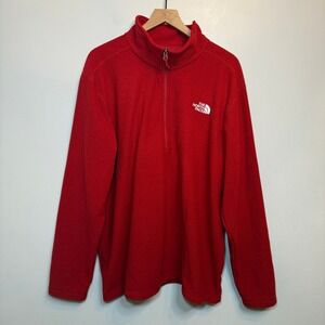 The North Face Men's Red Texture Fleece Quarter Zip Pullover Size XXL